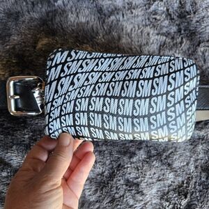 Steve Madden Logo Belt Bag – Black & White Monogram Print Belt Size Small
